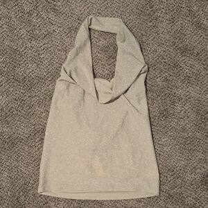 Elegant Cream Sparkle Halter Top